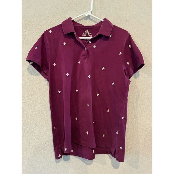 Peter Millar Men's Size XL Short Sleeves Printed Polo Shirt Purple - Picture 1 of 3
